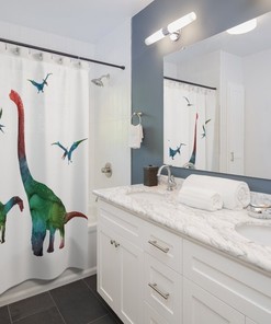 Dinosaur Painting Art Shower Curtain For Kid'S Bathroom