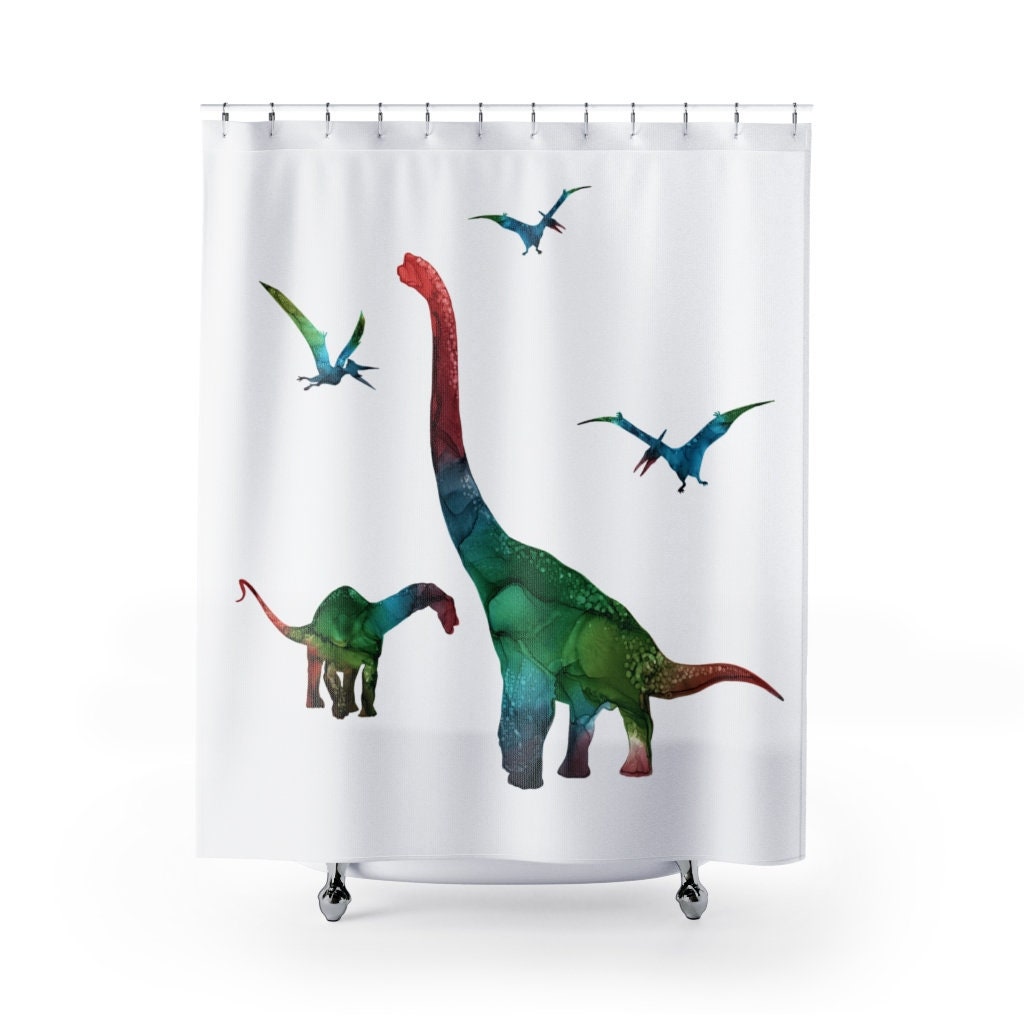Dinosaur Painting Art Shower Curtain For Kid'S Bathroom - Image 2