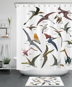 Dinosaur Pterodactyl Ancient Flying Animal Bathroom Decor Shower Curtain