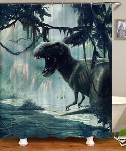 Dinosaur Rage Shower Curtain for a Fun Kids' Bathroom