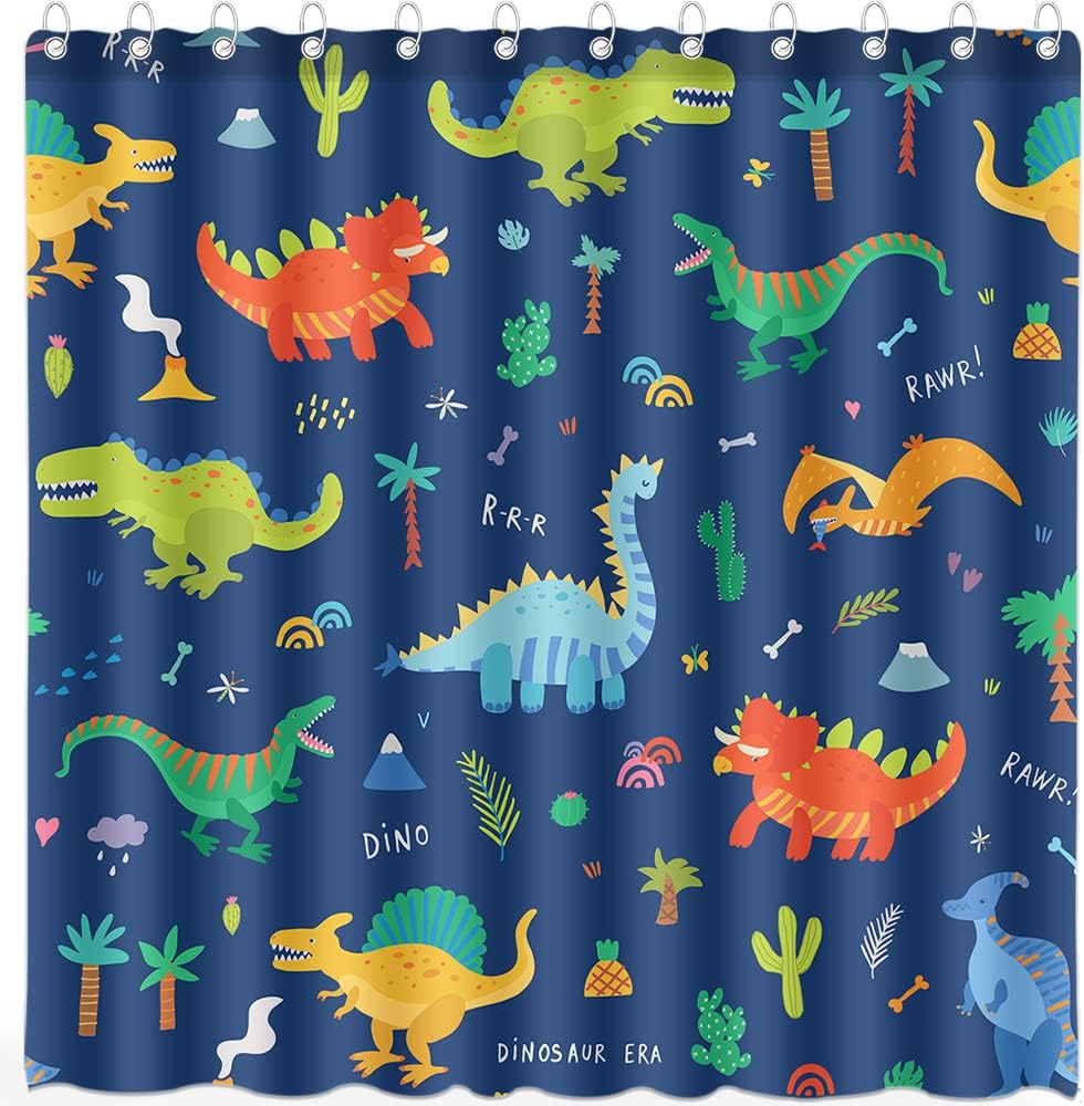 Dinosaur Shower Curtain By Dephoto - A Fun And Colorful Addition For Your Kids' Bathroom