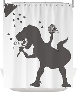 Dinosaur Shower Curtain Cartoon Trex Cute Animal for Kids Bathroom