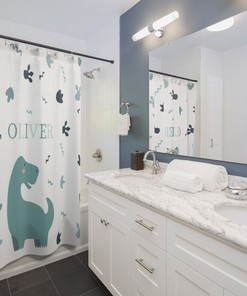 Dinosaur Shower Curtain that is Custom Made for Your Bathroom