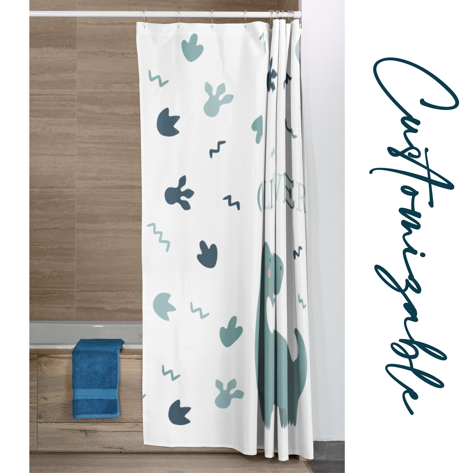 Dinosaur Shower Curtain that is Custom Made for Your Bathroom