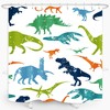 Dinosaur Shower Curtain with Colorful Kid Cartoon Jurassic Children Dino Elasmosaurs Design