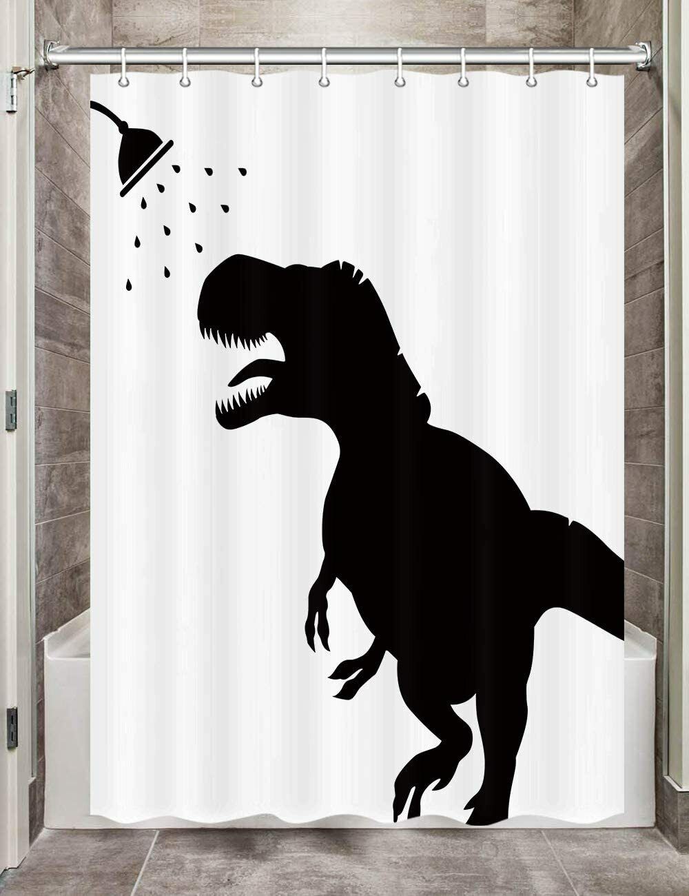 Dinosaur Silhouette Print Shower Curtain For Kids Bathroom Decor - Image 3