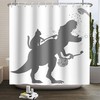 Dinosaur Silhouette Shower Curtain - Funny Kids Bathroom Decor 