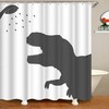 Dinosaur Silhouette Shower Curtain, Prehistoric Animal Decor for Bathroom