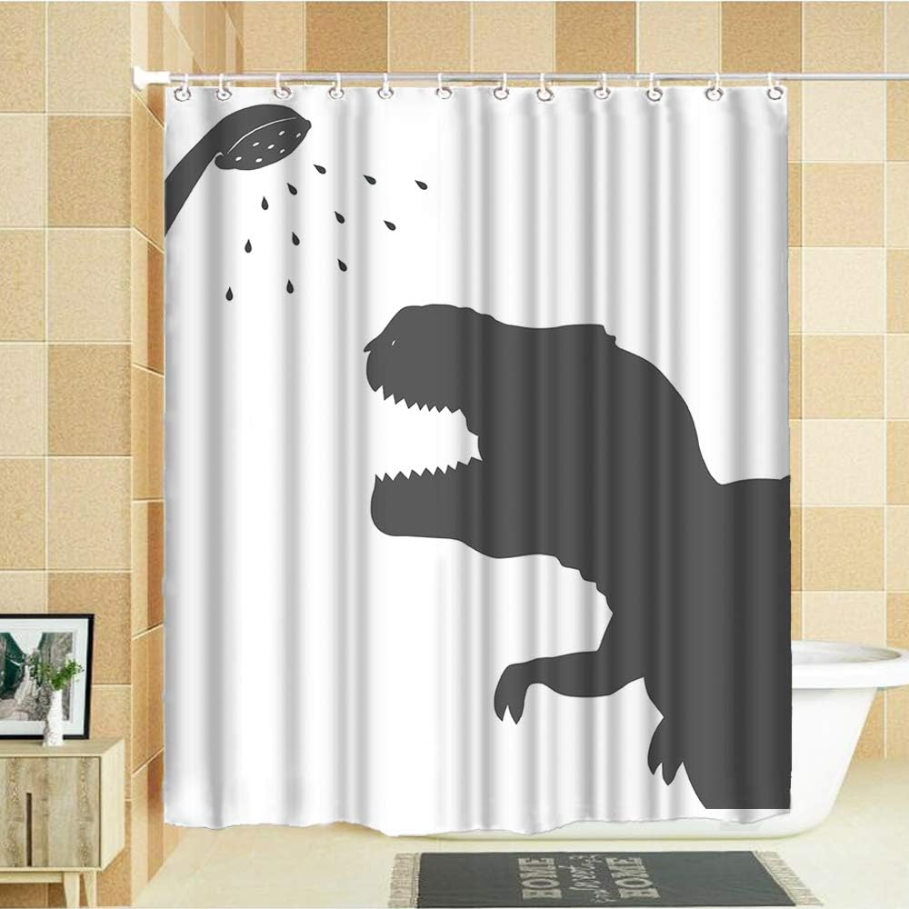 Dinosaur Silhouette Shower Curtain, Prehistoric Animal Decor for Bathroom