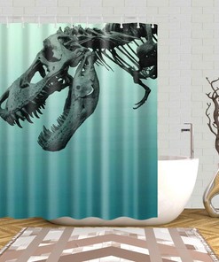 Dinosaur Skull Halloween Shower Curtain - Fun Bathroom Decor