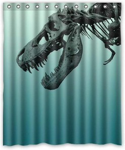 Dinosaur Skull Halloween Shower Curtain - Fun Bathroom Decor
