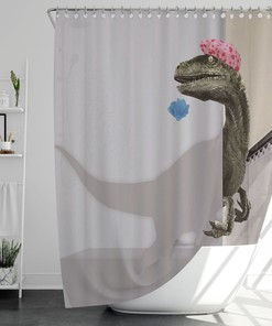 Dinosaur Unique Print Shower Curtain - Cartoon for Bathrooms Fabric