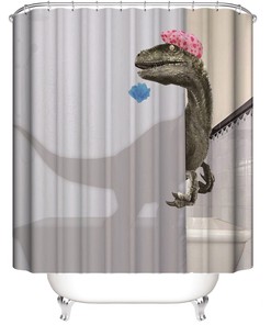 Dinosaur Unique Print Shower Curtain - Cartoon for Bathrooms Fabric