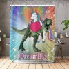 Dinosaur and Unicorn Dream Big Shower Curtain for Kids Bathroom Decor