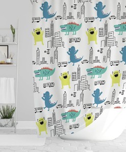 Dinosaurs Shower Curtain For Baby Boy Gift Bathroom Decor And Accessories