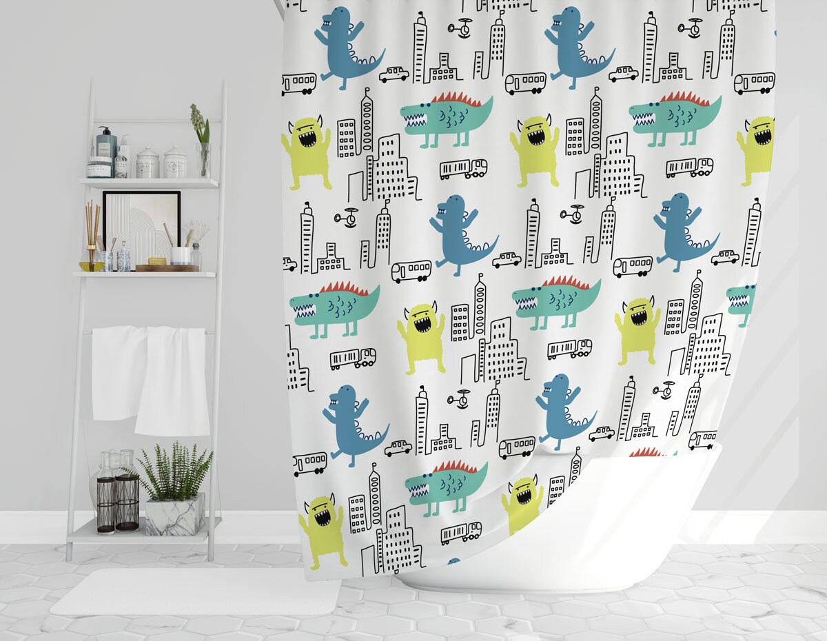Dinosaurs Shower Curtain For Baby Boy Gift Bathroom Decor And Accessories - Image 3