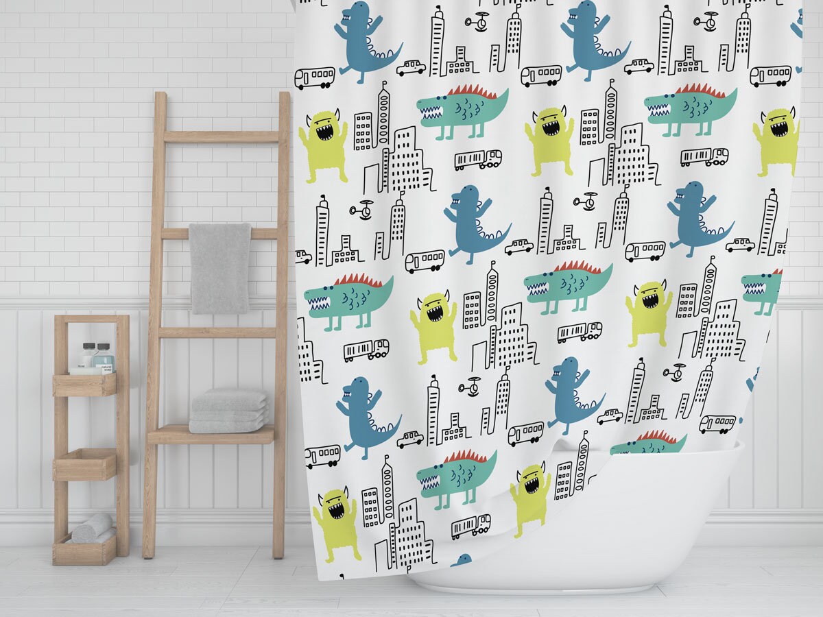 Dinosaurs Shower Curtain For Baby Boy Gift Bathroom Decor And Accessories - Image 4