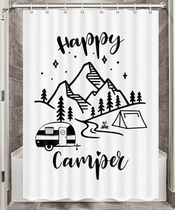 Dinosaurs and Green Leaves Cute Animal Shower Curtain for Kids Bathroom, Funny Cartoon Print, Fabric Bath Curtain