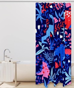 Dinosaur-themed Print Shower Curtain for Kids Bathroom Decor