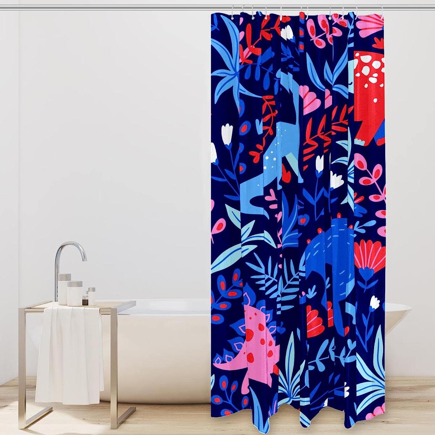 Dinosaur-themed Print Shower Curtain for Kids Bathroom Decor