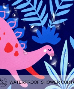 Dinosaur-themed Print Shower Curtain for Kids Bathroom Decor