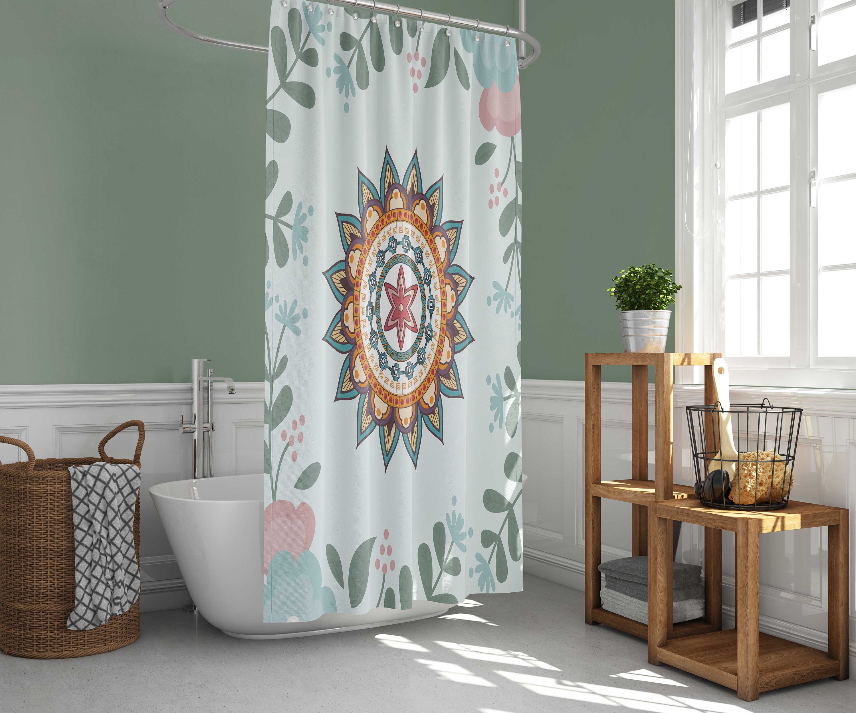Discover The Beauty Of Summer With This Floral Mandala Shower Curtain