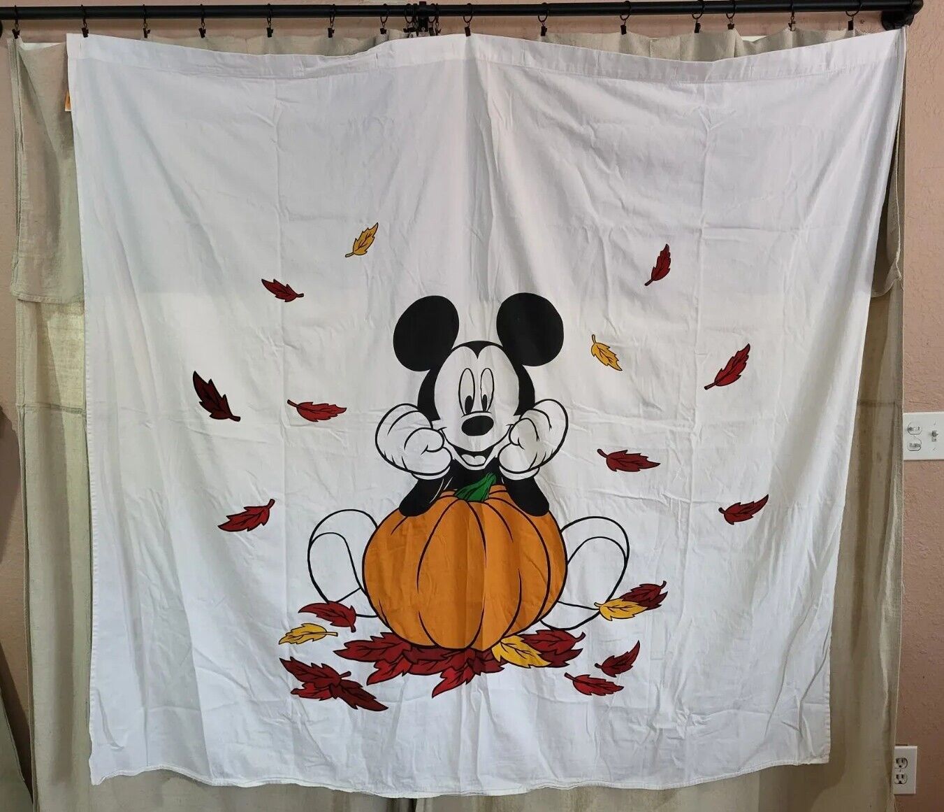 Disney Fall Mickey Mouse Pumpkin Shower Curtain For Festive Homes
