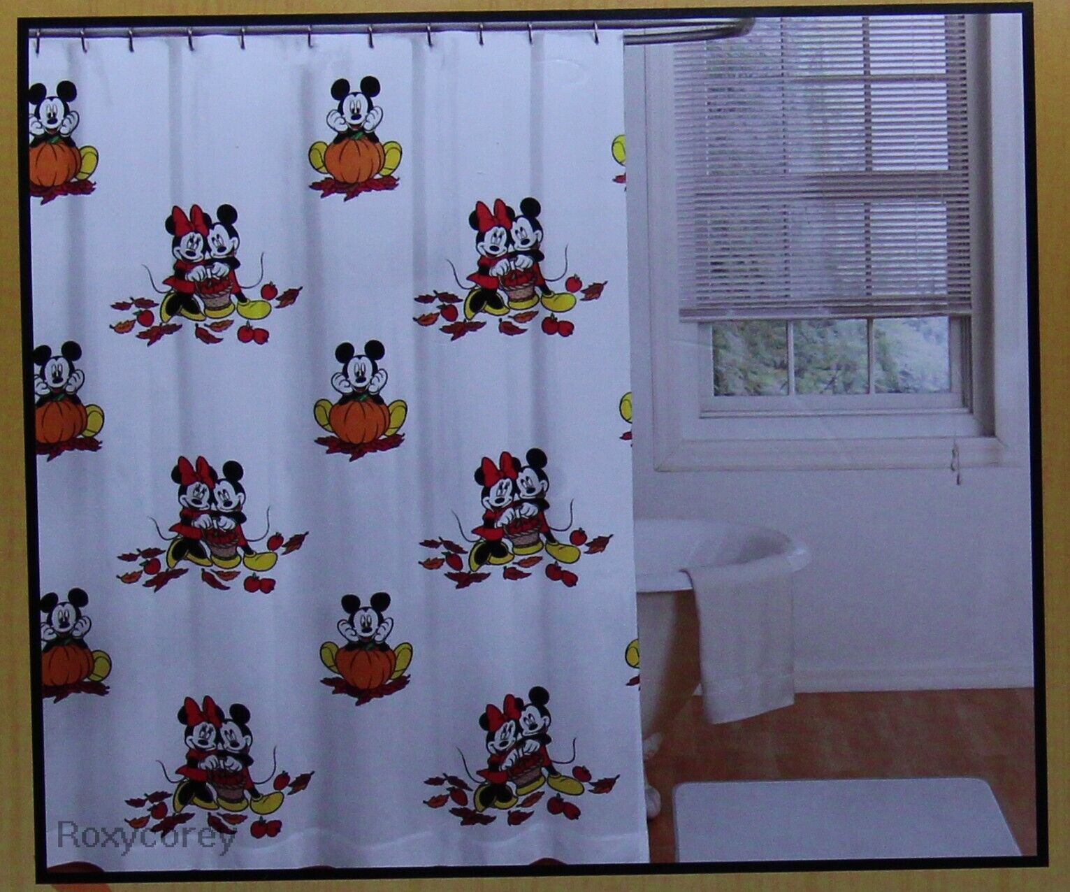 Disney Fall Mickey Mouse Pumpkin Shower Curtain With New Tags - Image 2