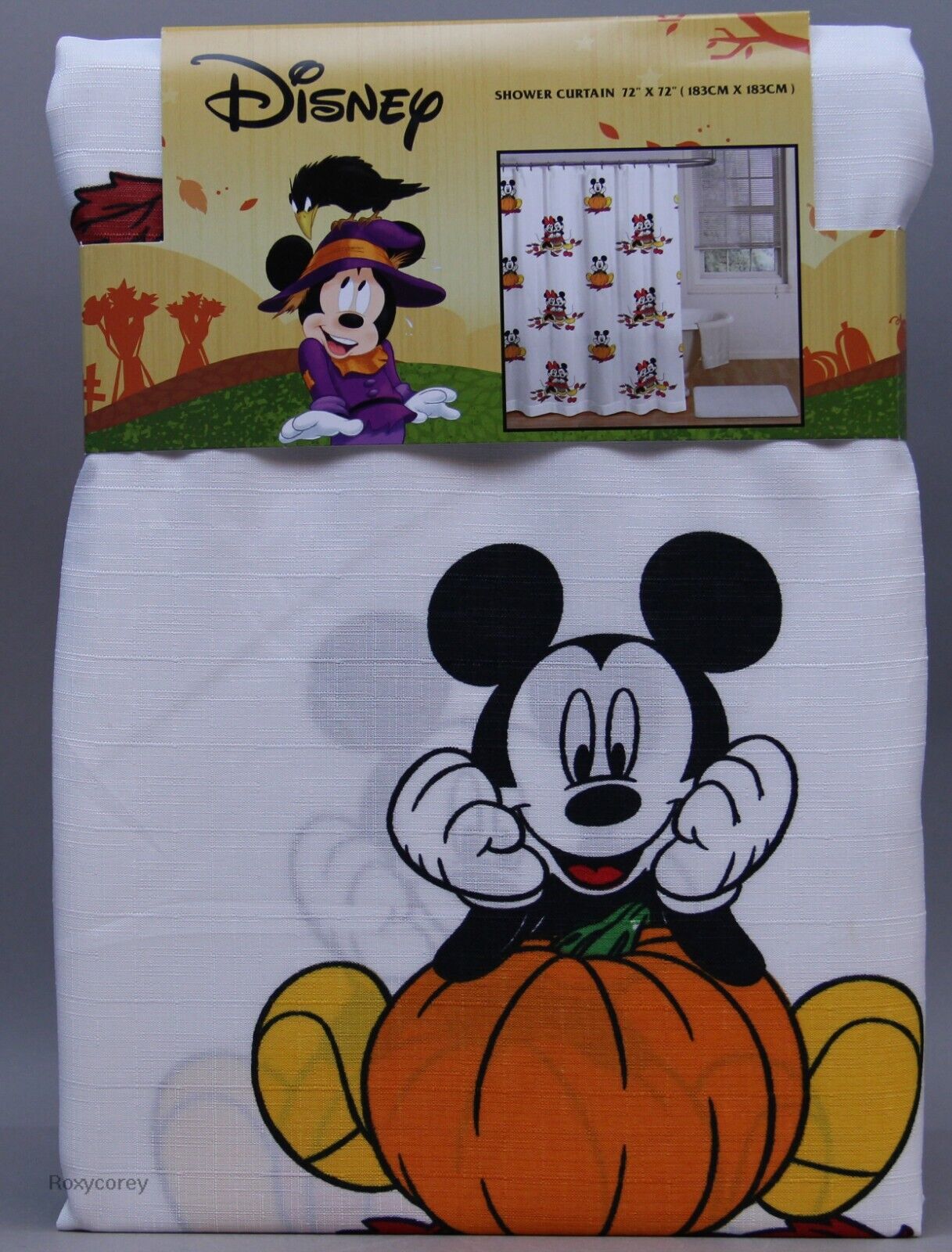 Disney Fall Mickey Mouse Pumpkin Shower Curtain With New Tags - Image 3