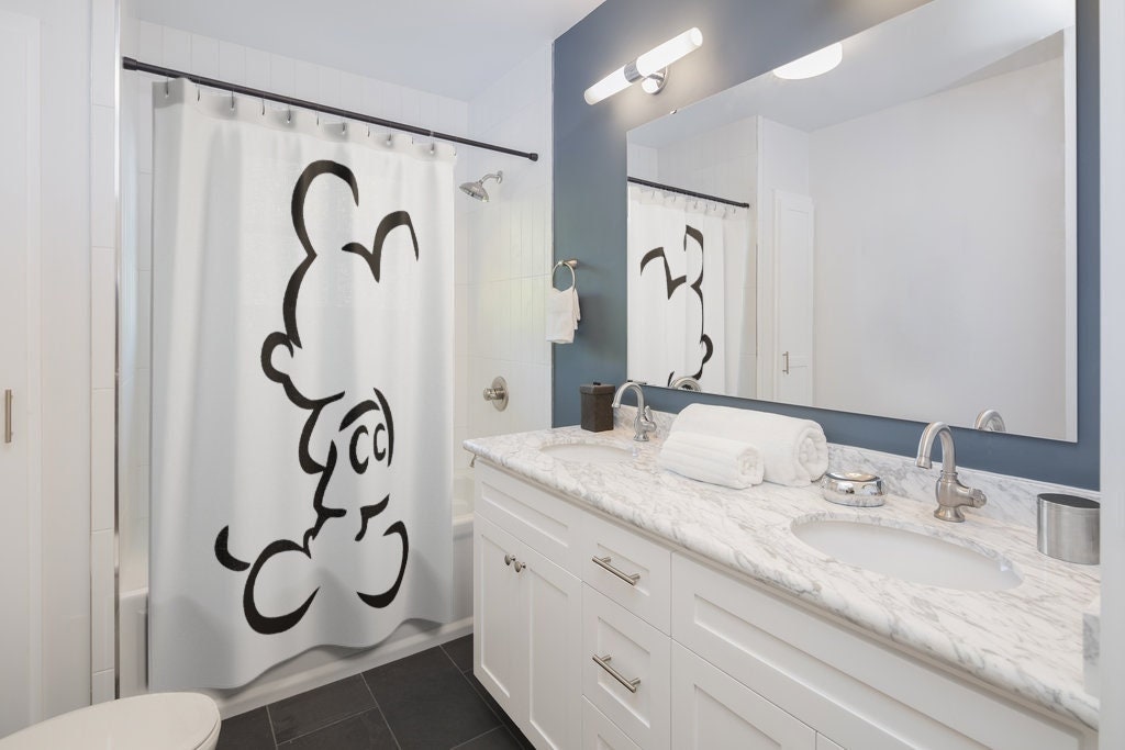 Disney Inspired Home Decor Mickey Shower Curtain, Bathroom Decor for Disney Lovers
