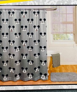 Disney Mickey Mouse Black And White Decorative Shower Curtain