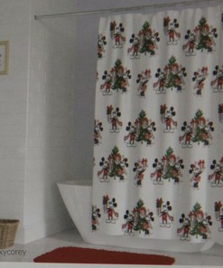Disney Mickey Mouse Christmas Tree & Presents Unique Shower Curtain Nwt