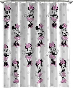 Disney Minnie Mouse Cheery Shower Curtain for Kids Bathroom with Easy Care Fabric