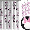 Disney Minnie Mouse Cherry Bathroom Set with Shower Curtain and Bath Rug