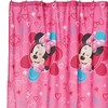 Disney Minnie Mouse Fabric Shower Curtain in Fuchsia with Pink Hearts for Kids Bathroom.