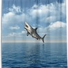 Dive Into The Deep Blue Sea With Alaza Shark Print Waterproof Bathroom Curtain.
