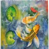 Divine Animal Lilies Marine Life Shower Curtain, Cloth Fabric Bathroom Decor in Colorful Watercolor Drawing 