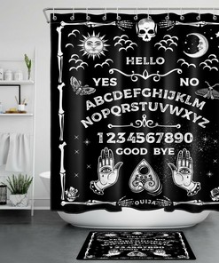 Divine Sun Moon Skull Shower Curtain For Spiritual Bathroom