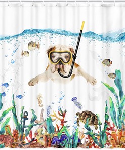 Diving Bulldog Nautical Shower Curtain - A Playful Twist To Your Bathroom