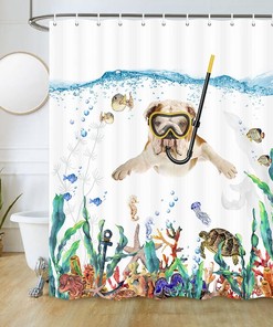 Diving Bulldog Nautical Shower Curtain - A Playful Twist To Your Bathroom