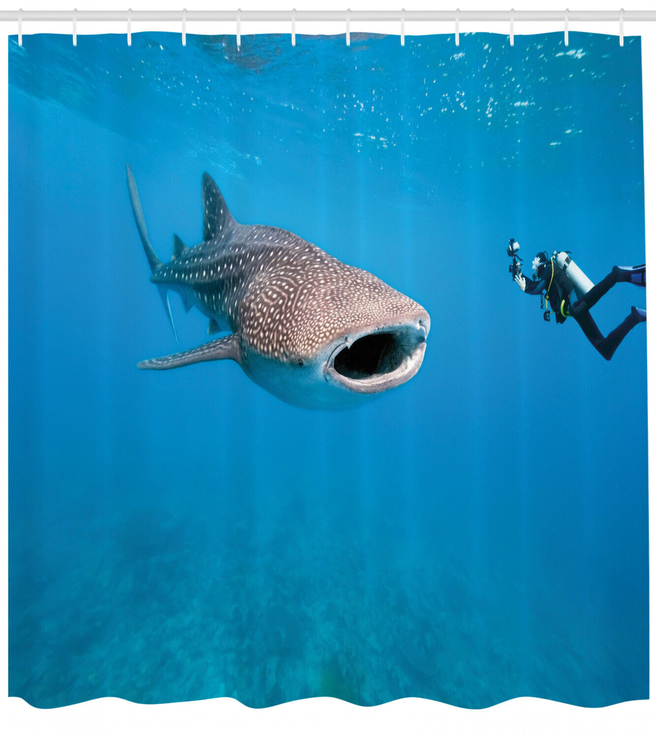 Diving Ocean Giant Fish Print Shower Curtain for Your Bathroom