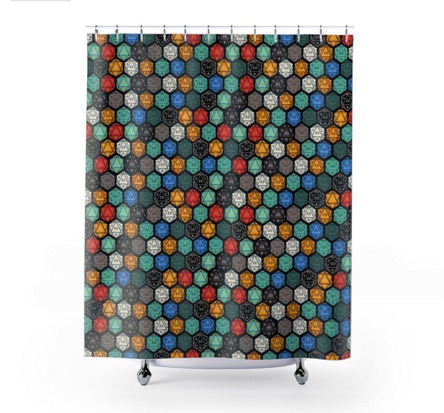 Dnd Dice Gaming Goblincore Dark Academia Adventures Forestcore Fairycore Fantasy Decorative Shower Curtain