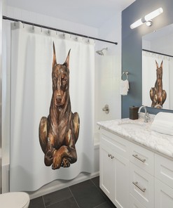 Doberman Dog Artistic Printed Waterproof Bathroom Shower Curtain, Dog Lover Gifts, Gift For Dog Mom & Dad, Dog