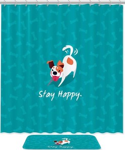Dog Aqua Quote Waterproof Shower Curtain Bathroom Curtain With Cute Design