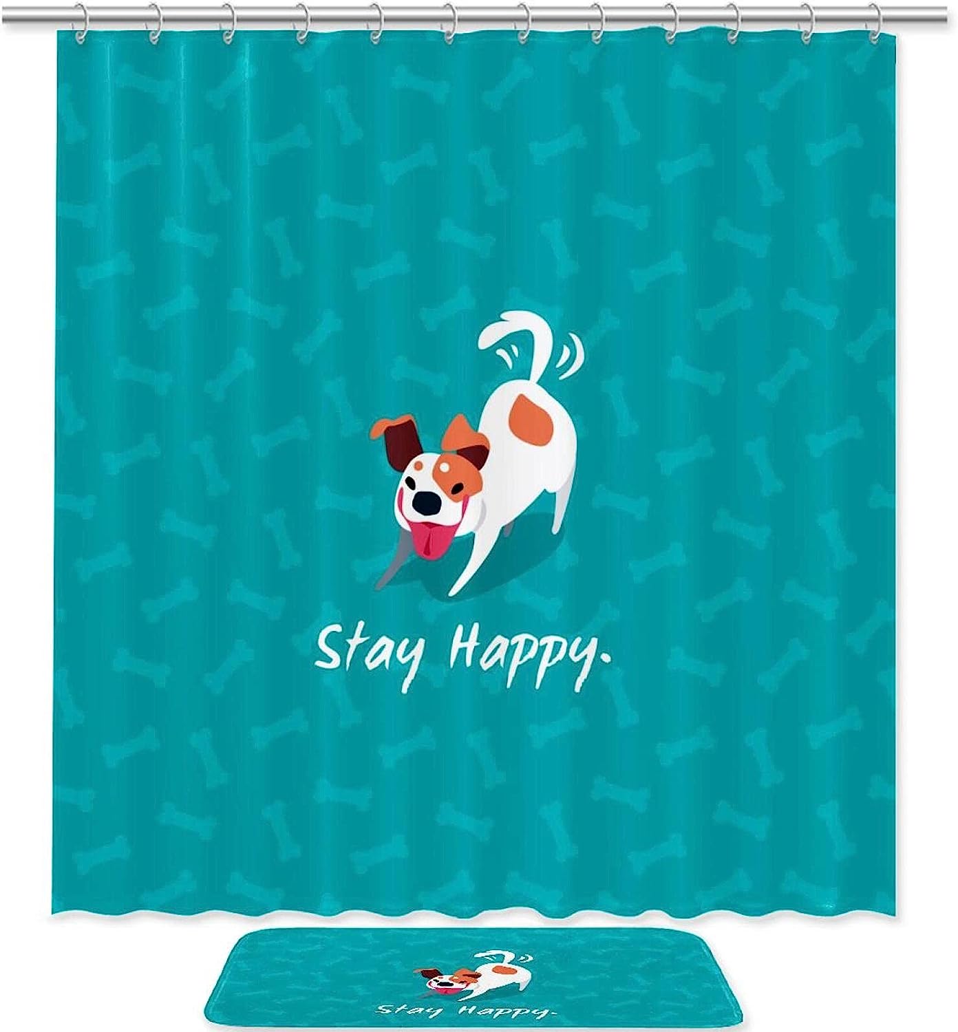 Dog Aqua Quote Waterproof Shower Curtain Bathroom Curtain With Cute Design