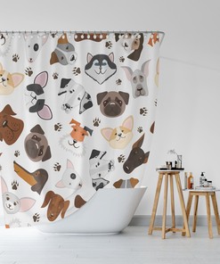 Dog Boho Shower Curtain Printed Bathroom Curtains With Unique Design