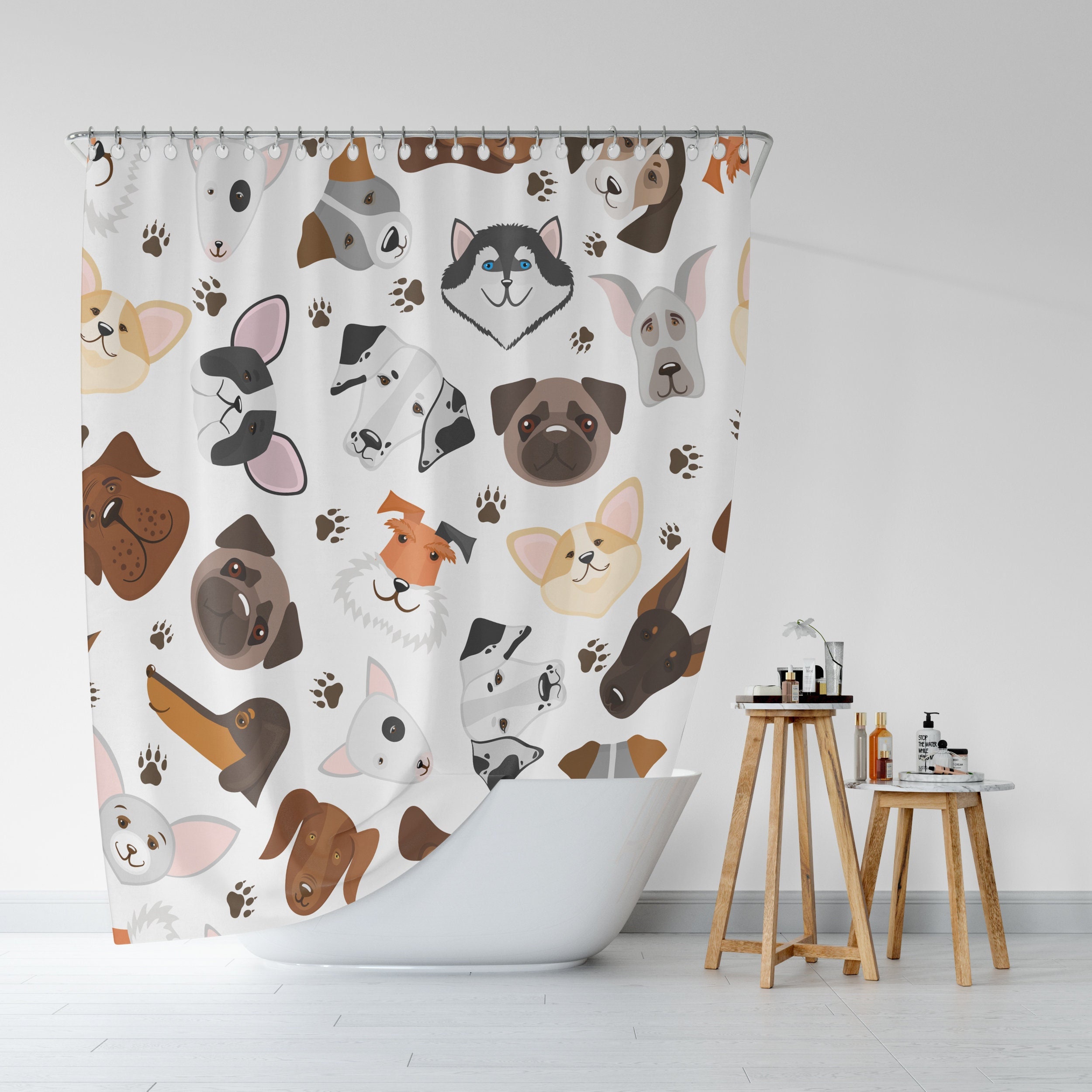 Dog Boho Shower Curtain Printed Bathroom Curtains With Unique Design