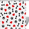 Dog Bone Paw Heart Shower Curtain With Cute And Adorable Design For Bathroom Decor