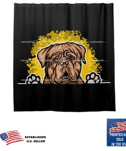 Dog De Bordeaux Dog Splash On Black Bathroom Fabric Usa Shower Curtain With Unique And Adorable Design