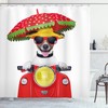 Dog Driving A Motorcycle Print Animal Shower Curtain For Bathroom